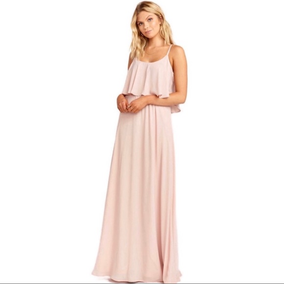 SHOW ME YOUR MUMU PINK COLD-SHOULDER RUFFLE MAXI DRESS - Picture 1 of 12
